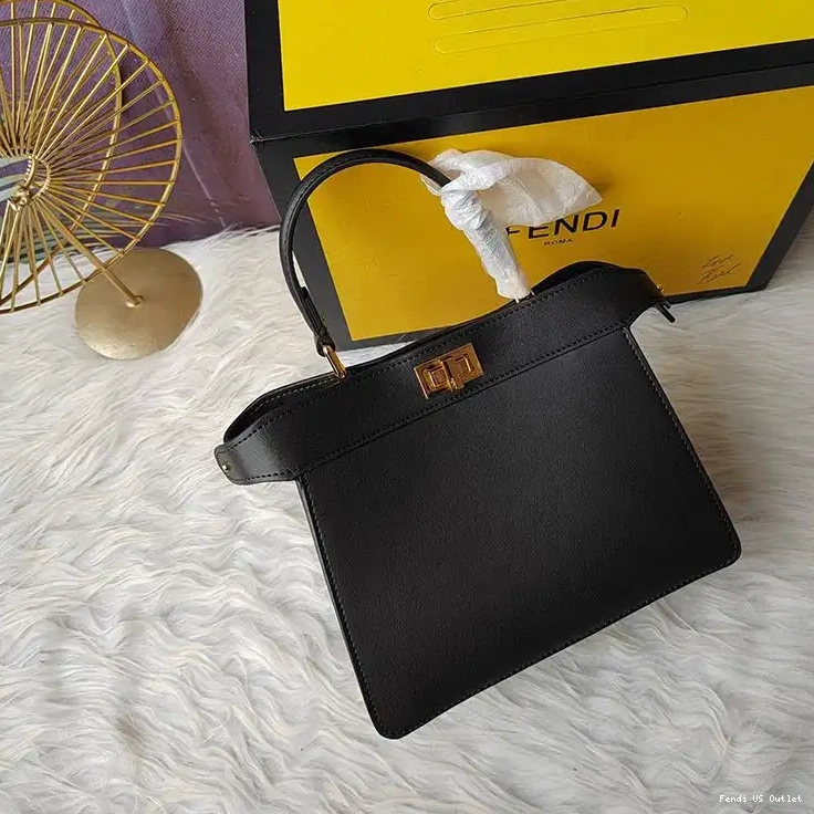 Affordable HOT Bag Fendi Peekaboo Leather ISeeU Nappa In Petite Black 0615